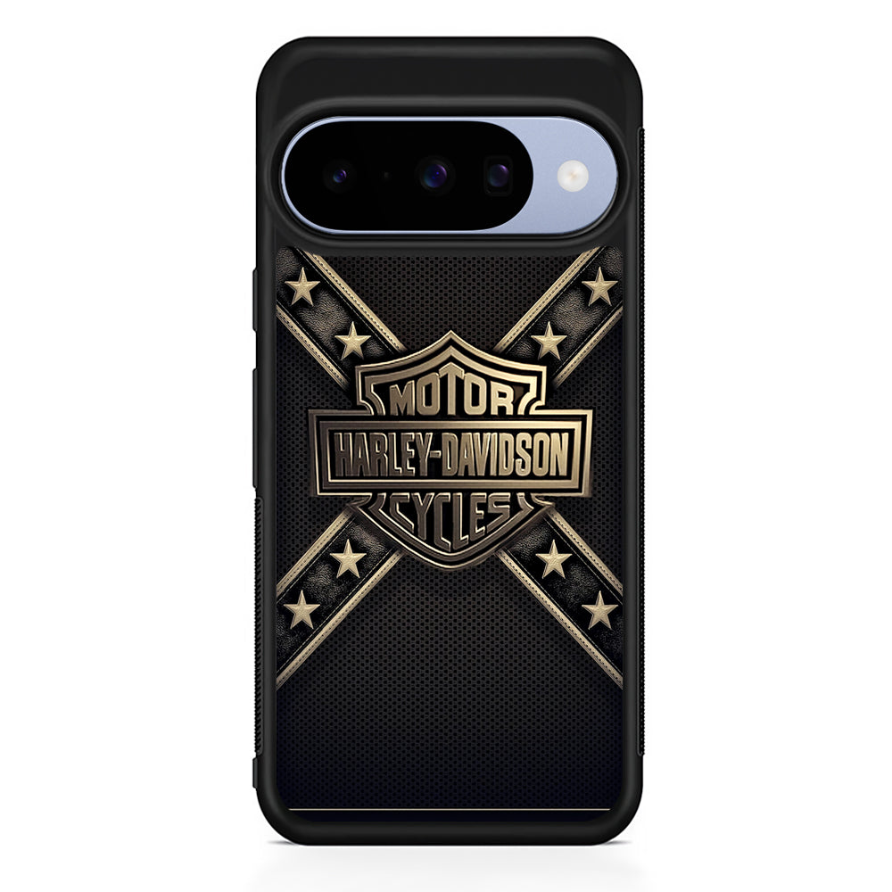 Harley Davidson Golden Star Google Pixel 10 Case | Google Pixel 10 Rubber Protective Case