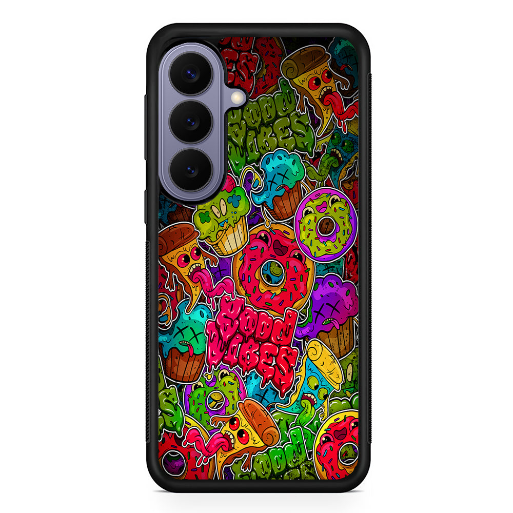 Colorful Scary Food Doodle Samsung Galaxy S26 Case | Durable Rubber Case for Samsung Galaxy S26