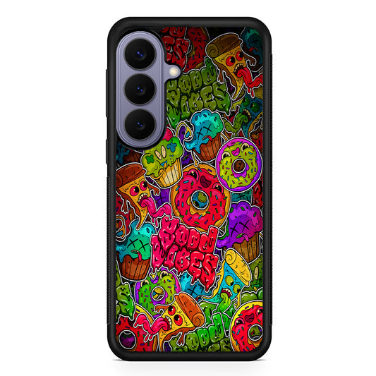 Colorful Scary Food Doodle Samsung Galaxy S26 Case | Durable Rubber Case for Samsung Galaxy S26