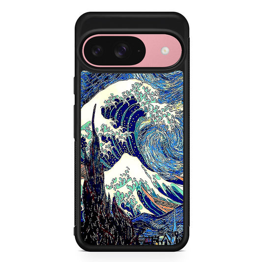 The Great Wave The Starry Night Google Pixel 9 Case | Google Pixel 9 Protective Rubber Case