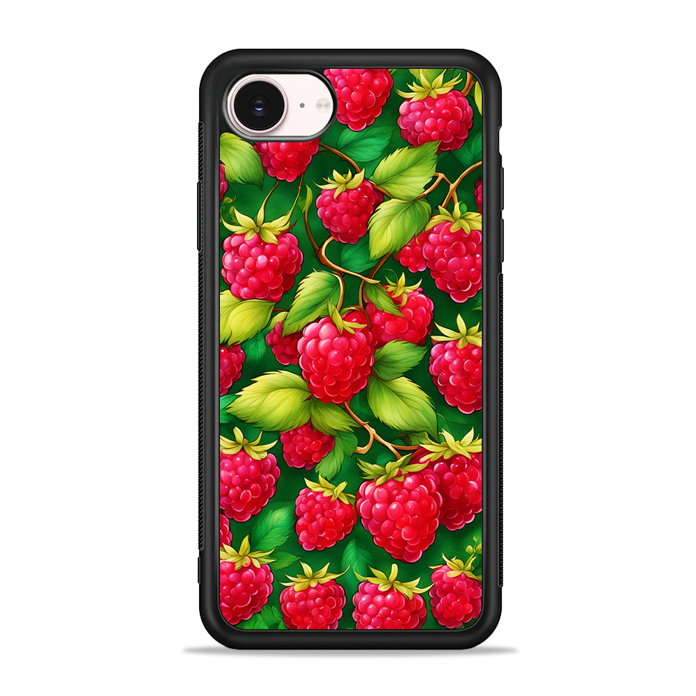 Raspberry Leaves and Berries iPhone 17e Case - Silicone Case