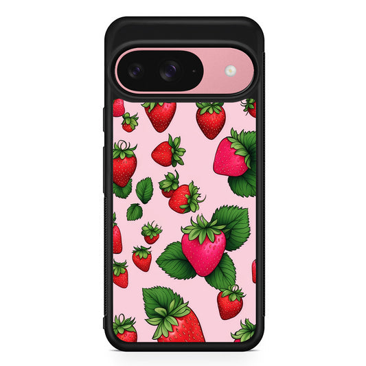 Strawberry Summer Fruit Google Pixel 9 Case | Google Pixel 9 Protective Rubber Case