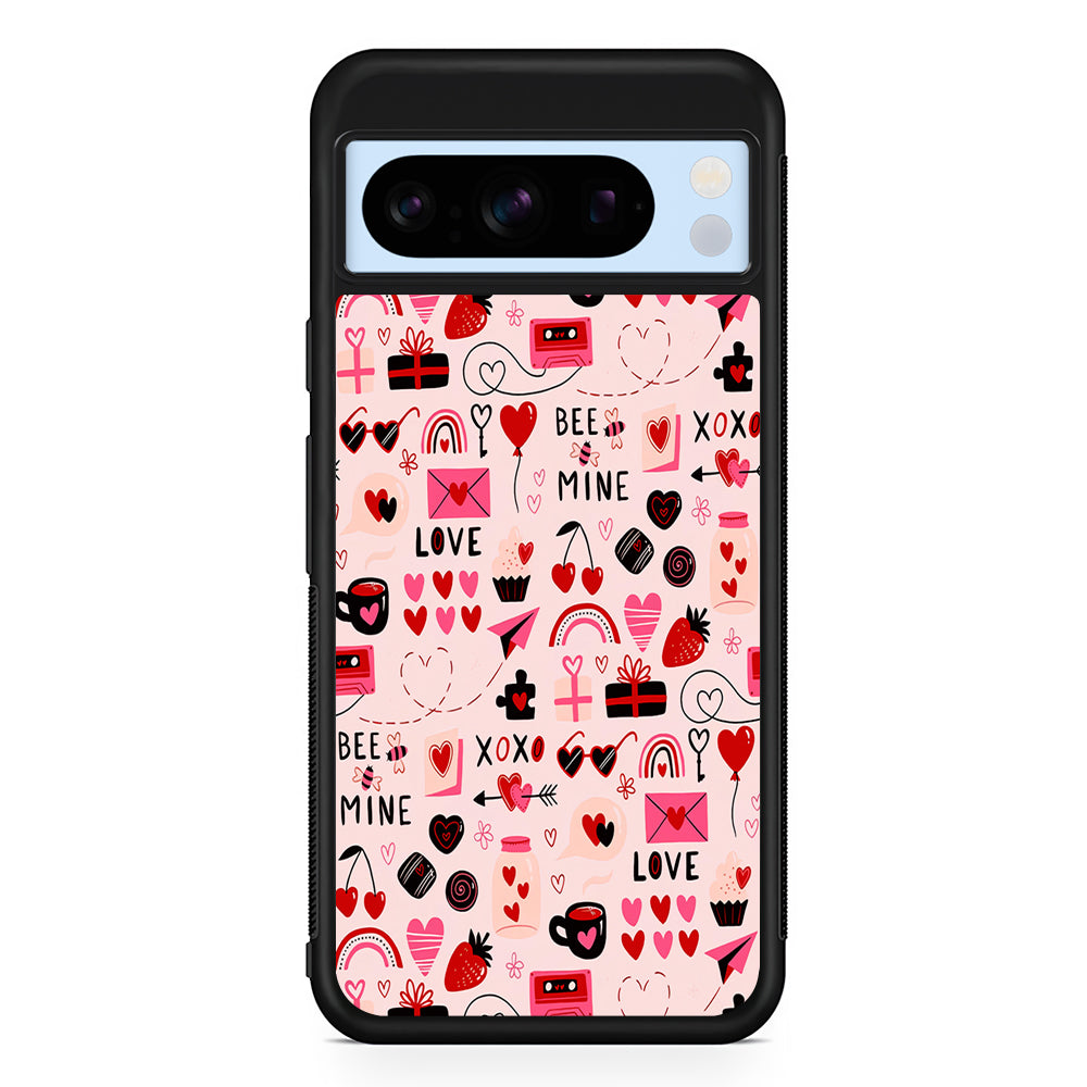Valentine’s Day Love Pattern Google Pixel 8 Pro Case | Slim Rubber Case for Google Pixel 8 Pro