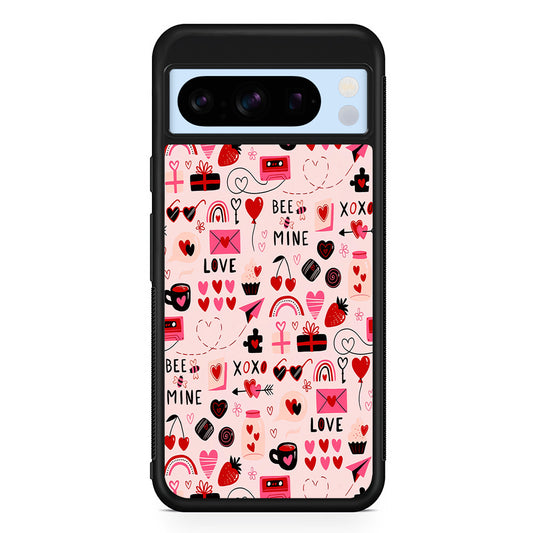 Valentine’s Day Love Pattern Google Pixel 8 Pro Case | Slim Rubber Case for Google Pixel 8 Pro