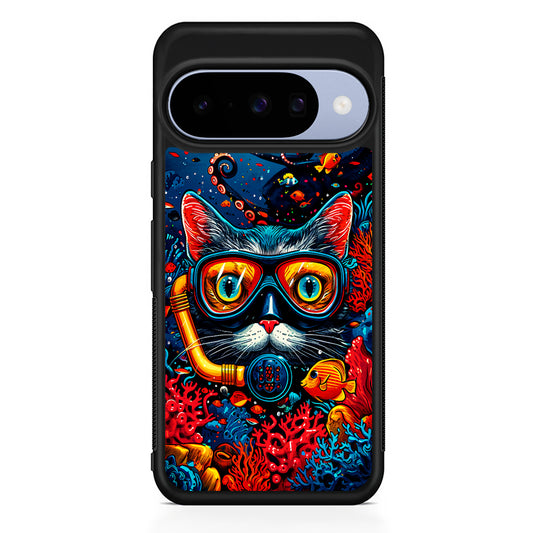Kitty Cat Under The Sea Google Pixel 10 Case | Google Pixel 10 Rubber Protective Case