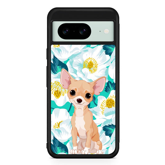 Chihuahua Dog Flower Blue Google Pixel 8 Case | Durable Protective Cover for Google Pixel 8