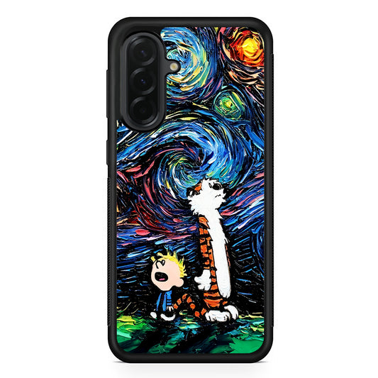 Calvin and Hobbes Starry Night Samsung Galaxy A36 Case | Protective Rubber Cover