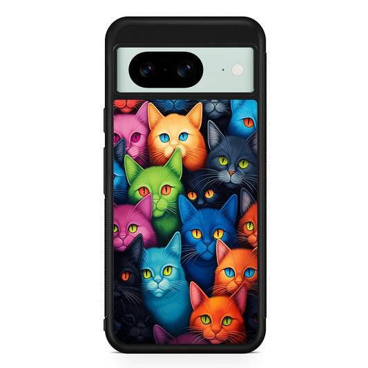 Collection of Colorful Cats Google Pixel 8 Case | Durable Protective Cover for Google Pixel 8