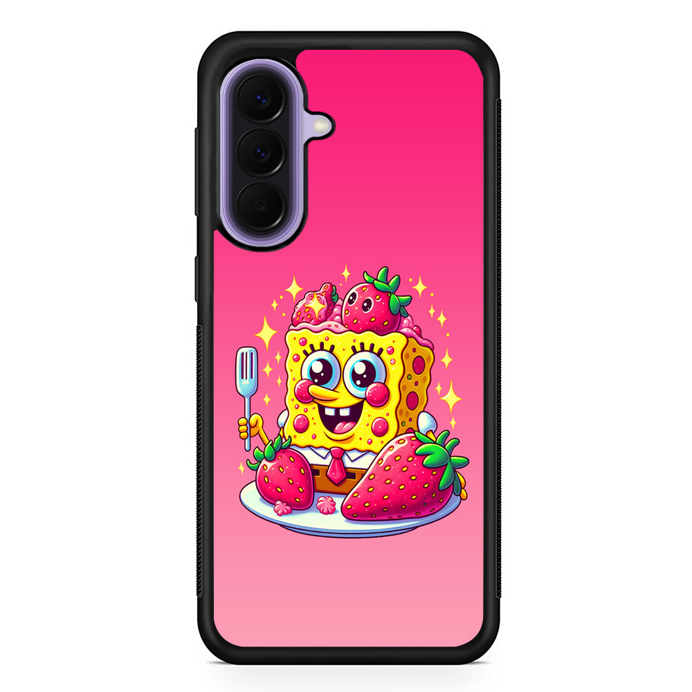 SpongeBob Eating Strawberry Samsung Galaxy A57 Case | Slim Samsung Galaxy A57 Rubber Case