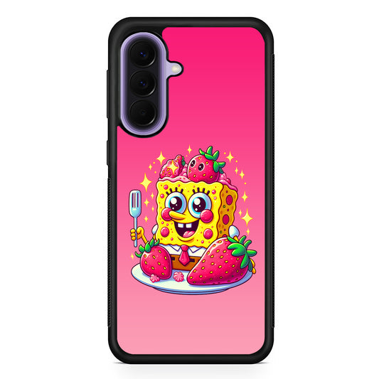 SpongeBob Eating Strawberry Samsung Galaxy A57 Case | Slim Samsung Galaxy A57 Rubber Case