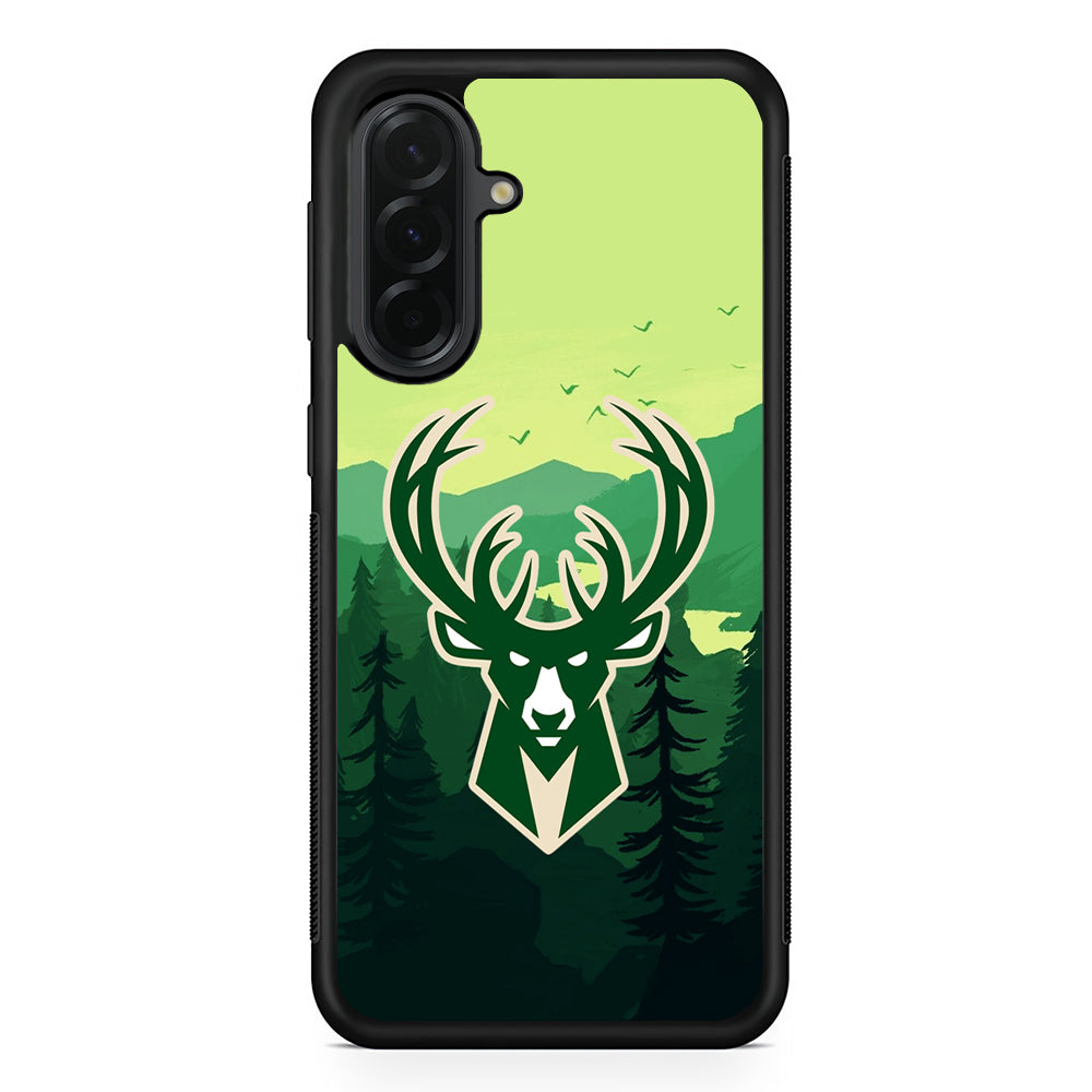 NBA Milwaukee Bucks Forest Samsung Galaxy A36 Case | Protective Rubber Cover