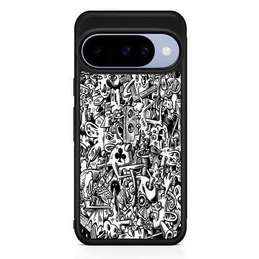 Graffiti Doodle Monokrom Google Pixel 10 Case | Google Pixel 10 Rubber Protective Case