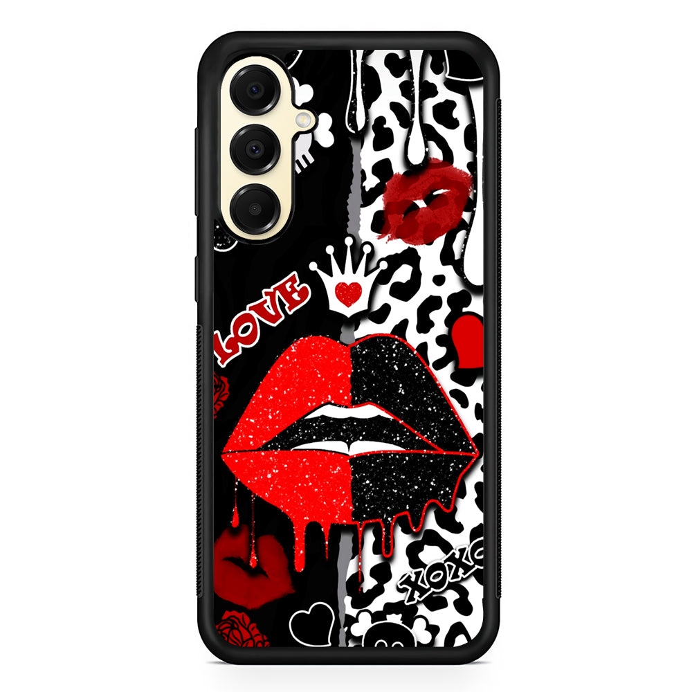 Girly Red Black Lips Kiss Samsung Galaxy A16 Case | Slim Rubber Samsung Galaxy A16 Case