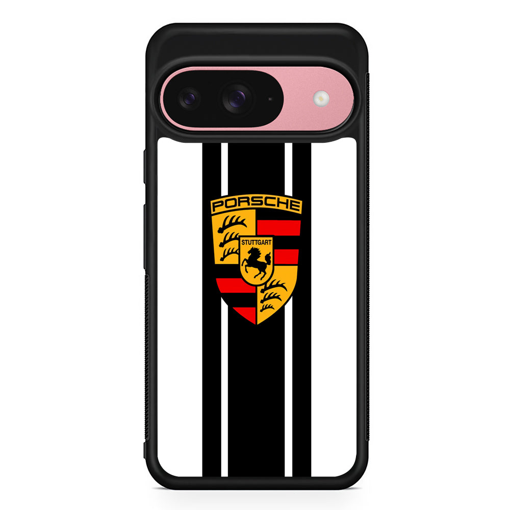 Porsche Stripe White Emblem Google Pixel 9 Case | Durable Google Pixel 9 Cover