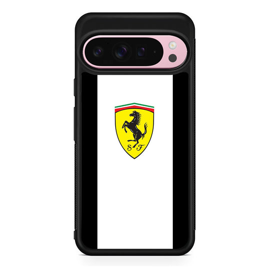 Ferrari White Stripe Emblem Google Pixel 9 Pro XL Case | Protective Cover