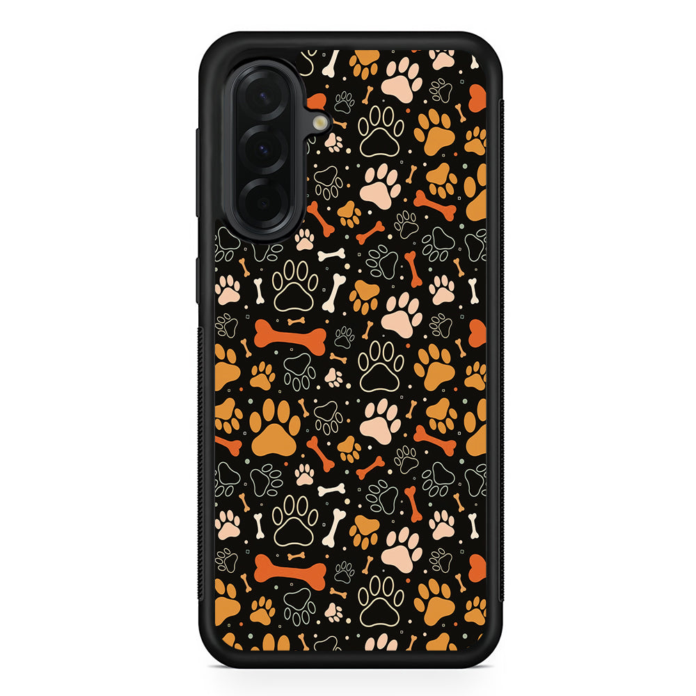 Dog Footprints and Bones Samsung Galaxy A36 Case | Protective Rubber Cover