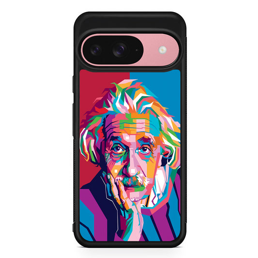 Albert Einstein Pop Art Illustration Google Pixel 9 Case | Google Pixel 9 Protective Rubber Case