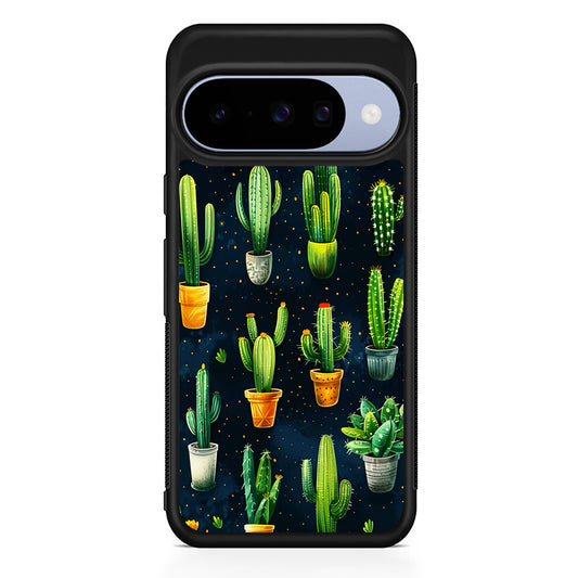 A Collection of Cactus in Pots Google Pixel 10 Case | Google Pixel 10 Rubber Protective Case