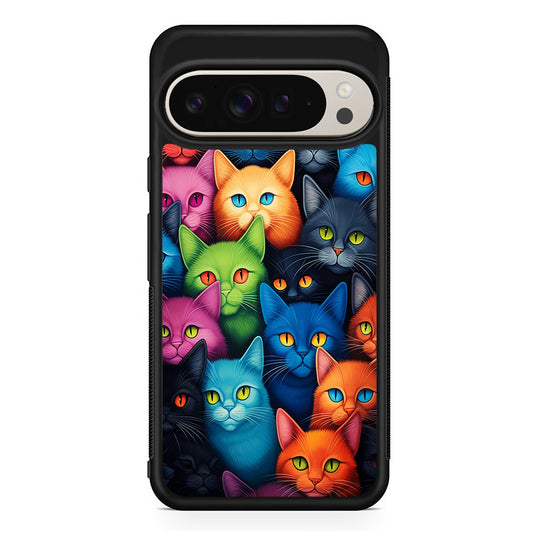 Collection of Colorful Cats Google Pixel 9 Pro Case | Slim Protective Cover