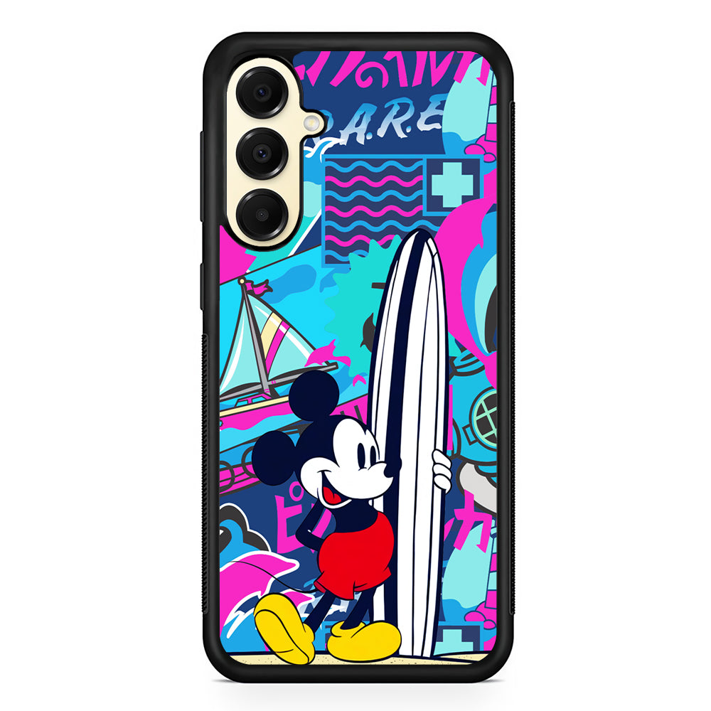 Mickey Mouse Surf Board Samsung Galaxy A16 Case | Slim Rubber Samsung Galaxy A16 Case