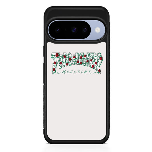Thrasher White Milk Rose Floral Google Pixel 10 Case | Google Pixel 10 Rubber Protective Case