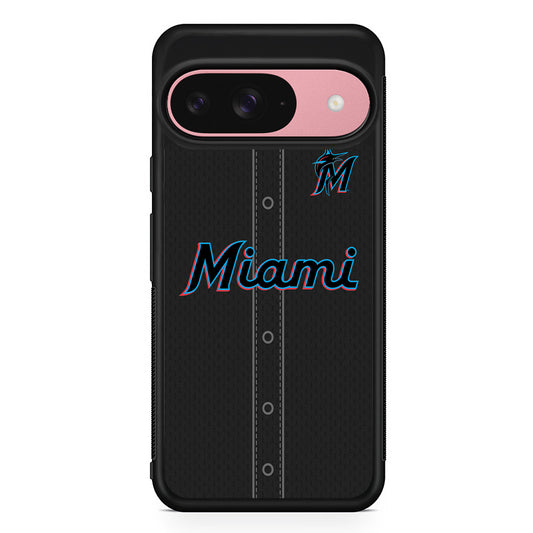 MLB Miami Marlins Jersey Google Pixel 9 Case | Google Pixel 9 Protective Rubber Case