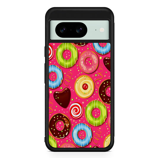 Pink Sweet Cute Donuts Google Pixel 8 Case | Durable Protective Cover for Google Pixel 8