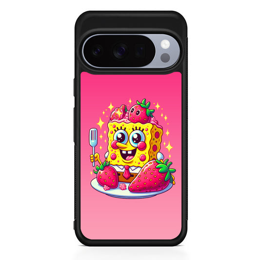 SpongeBob Eating Strawberry Google Pixel 10 Pro Case | Slim Google Pixel 10 Pro Rubber Case
