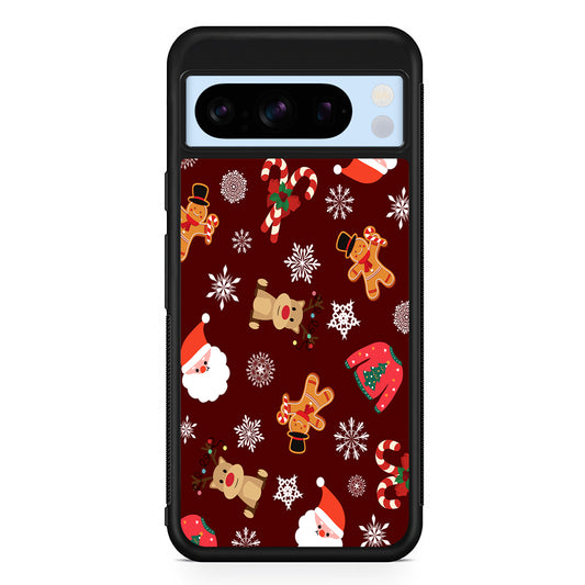 Christmas Ornaments Pattern Maroon Google Pixel 8 Pro Case | Slim Rubber Case for Google Pixel 8 Pro