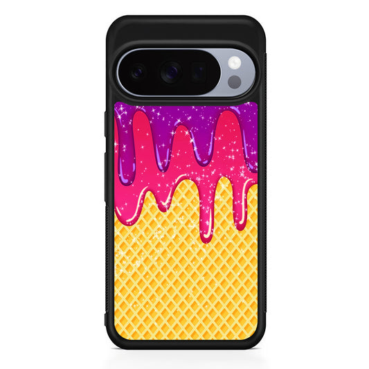Melted Ice Cream and A Waffle Google Pixel 10 Pro Case | Slim Google Pixel 10 Pro Rubber Case