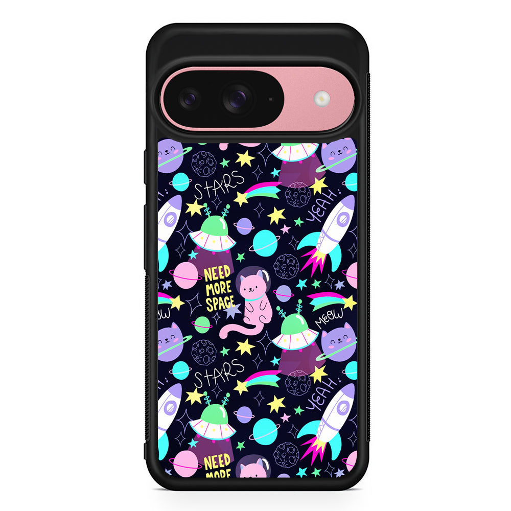 Astronauts Rockets Cat Google Pixel 9 Case | Google Pixel 9 Protective Rubber Case