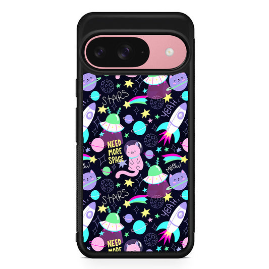Astronauts Rockets Cat Google Pixel 9 Case | Google Pixel 9 Protective Rubber Case