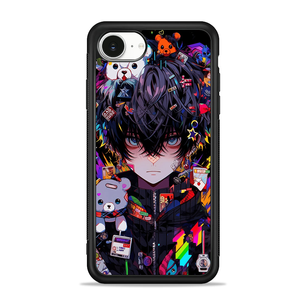 Anime Boy Bear Doll Aesthetic iPhone 16e Case | Protective Phone Cover