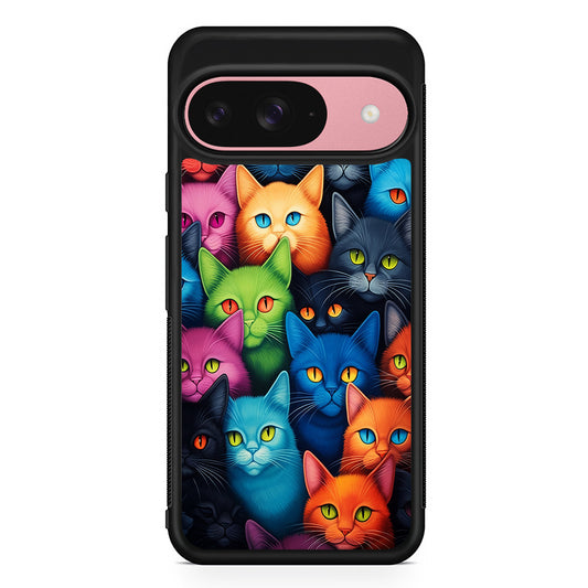 Collection of Colorful Cats Google Pixel 9 Case | Google Pixel 9 Protective Rubber Case