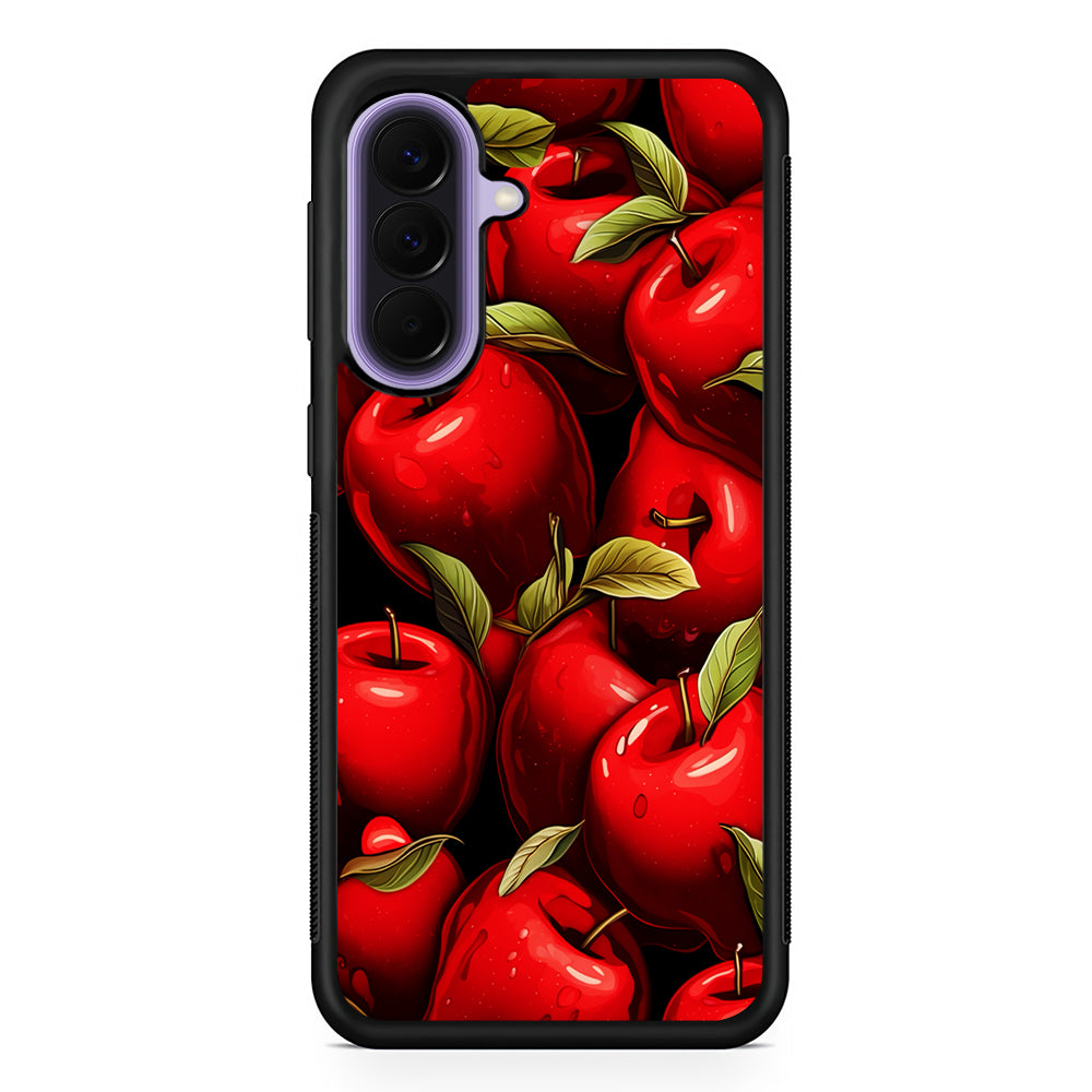 A Red Apple with Leaves Samsung Galaxy A57 Case | Slim Samsung Galaxy A57 Rubber Case