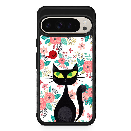 Cat Flower and Bird Google Pixel 9 Pro Case | Slim Protective Cover