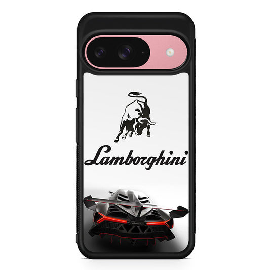 Lamborghini White Logo Car Google Pixel 9 Case | Google Pixel 9 Protective Rubber Case