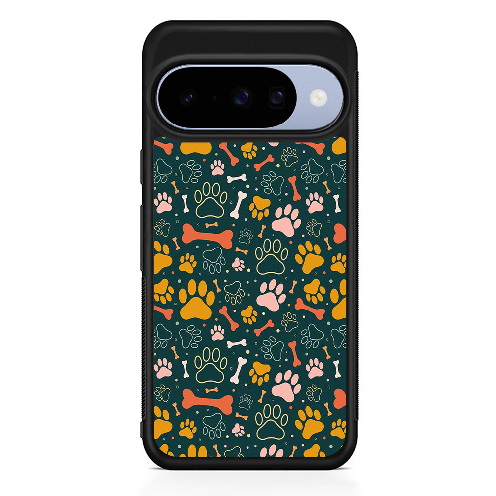 Dog Tracks and Bones Google Pixel 10 Case | Google Pixel 10 Rubber Protective Case