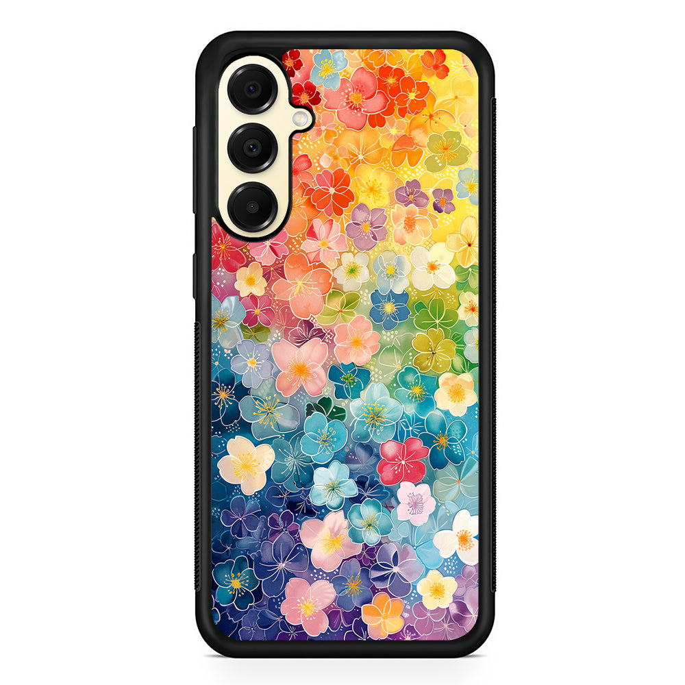 Artistic Rainbow Flower Pattern Samsung Galaxy A16 Case | Slim Rubber Samsung Galaxy A16 Case