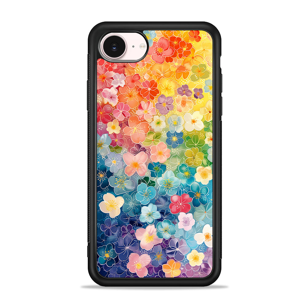Artistic Rainbow Flower Pattern iPhone 17e Case - Silicone Case