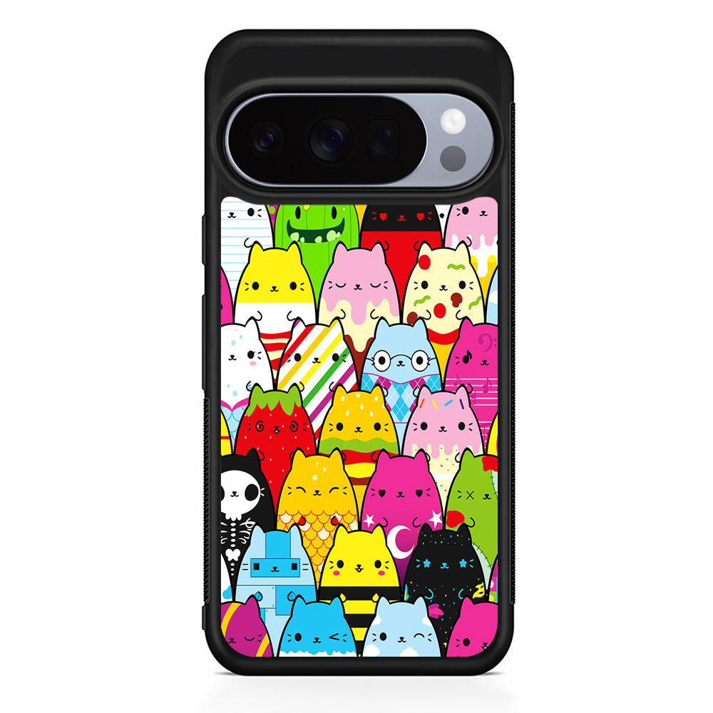 Various Cats Cartoon Google Pixel 10 Pro Case | Slim Google Pixel 10 Pro Rubber Case