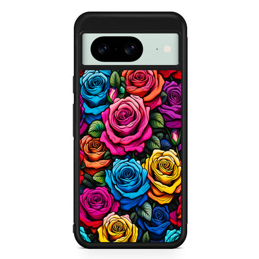 Colourful Roses Flowers Aesthetic Google Pixel 8 Case | Durable Protective Cover for Google Pixel 8