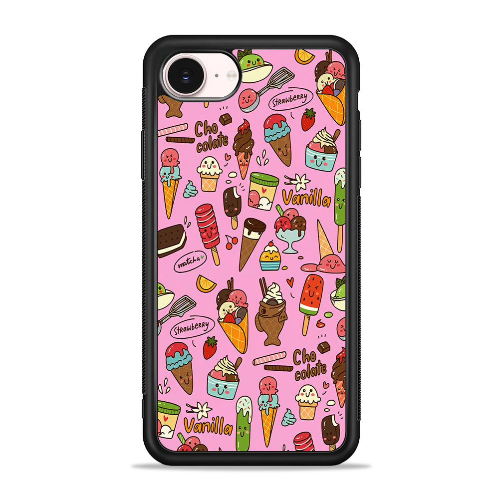 Ice Cream Doodle Cartoon iPhone 17e Case - Silicone Case