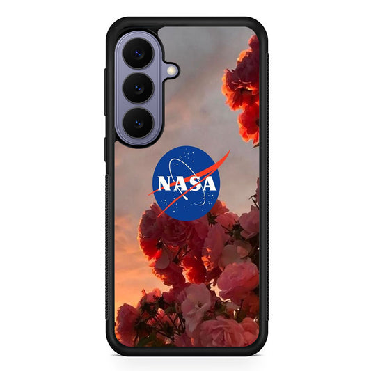Nasa Logo Pink Flowers Samsung Galaxy S26 Case | Slim Protective Rubber Case for Samsung S26