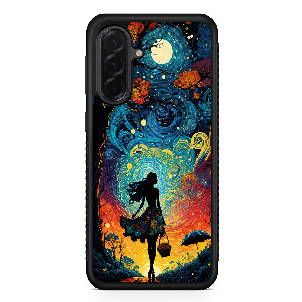 The Girl with The Moon Samsung Galaxy A36 Case | Protective Rubber Cover