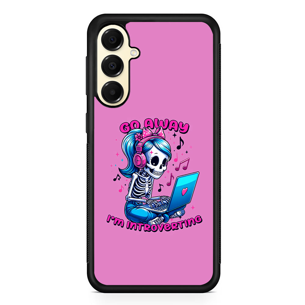 Skeleton Go Away I'm Introverting Samsung Galaxy A16 Case | Slim Rubber Samsung Galaxy A16 Case