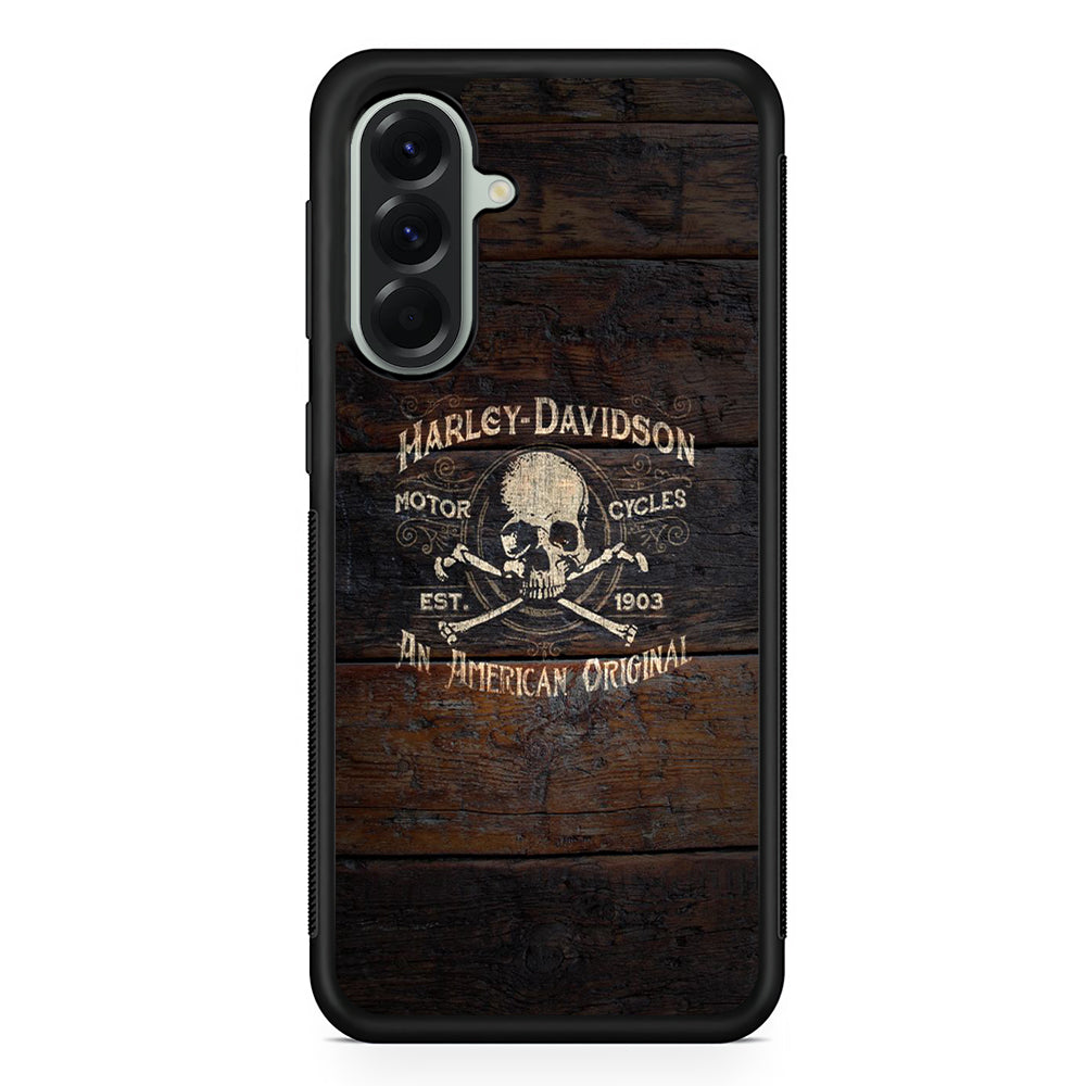 Harley Davidson Skull Logo In Wood Samsung Galaxy A56 Case | Durable Samsung Galaxy A56 Cover