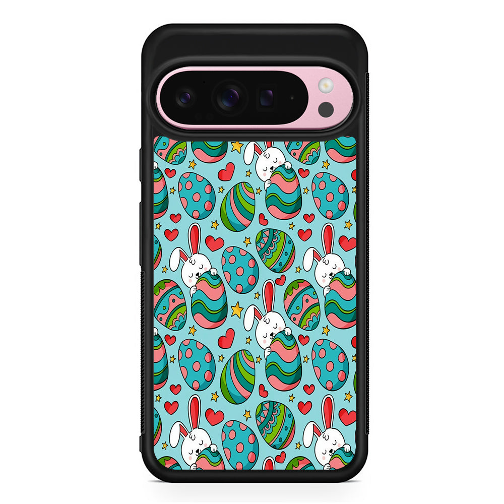 Easter Eggs and Rabbits Pattern Google Pixel 9 Pro XL Case | Protective Cover