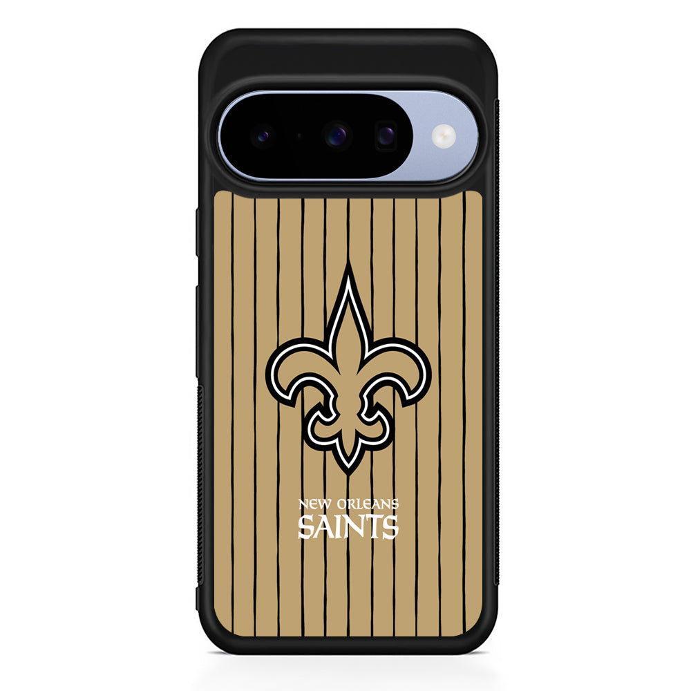 NFL New Orleans Saints Striped Google Pixel 10 Case | Google Pixel 10 Rubber Protective Case