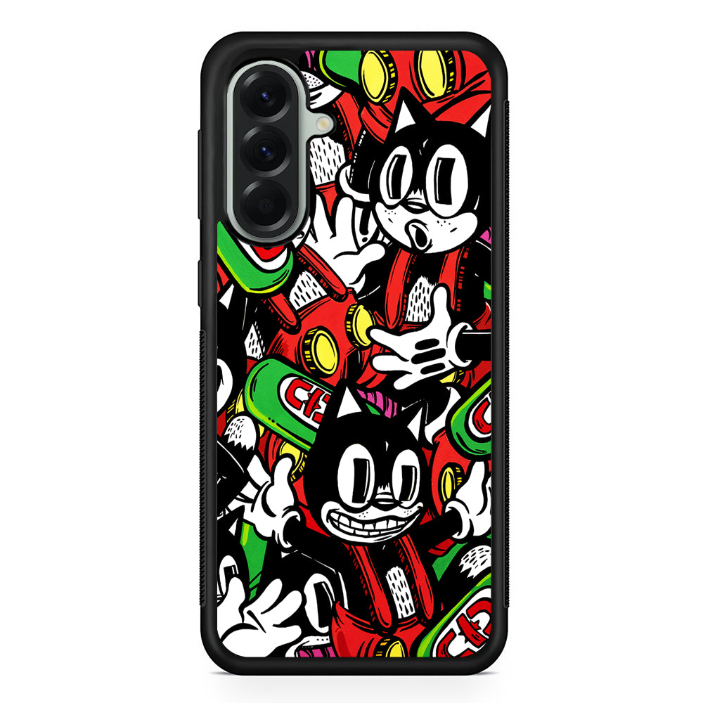 Felix The Cat Club Party Samsung Galaxy A56 Case | Samsung Galaxy A56 Protective Rubber Case